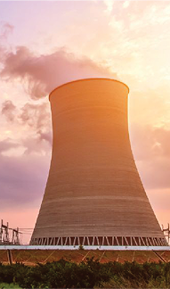 Large cooling tower emitting warm vapor
